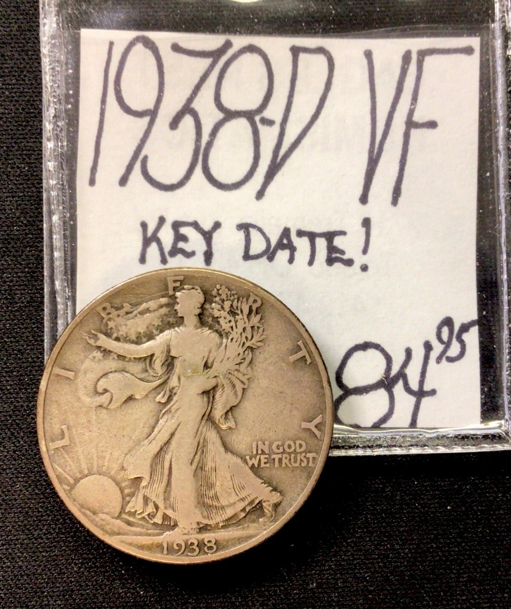 1938 D Walking Liberty Half Dollar VF! Key Date! ENN Coins | eBay