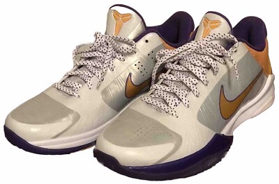 Nike Zoom Kobe V 5 Home Size 8 Men Del Sol White Purple Yellow