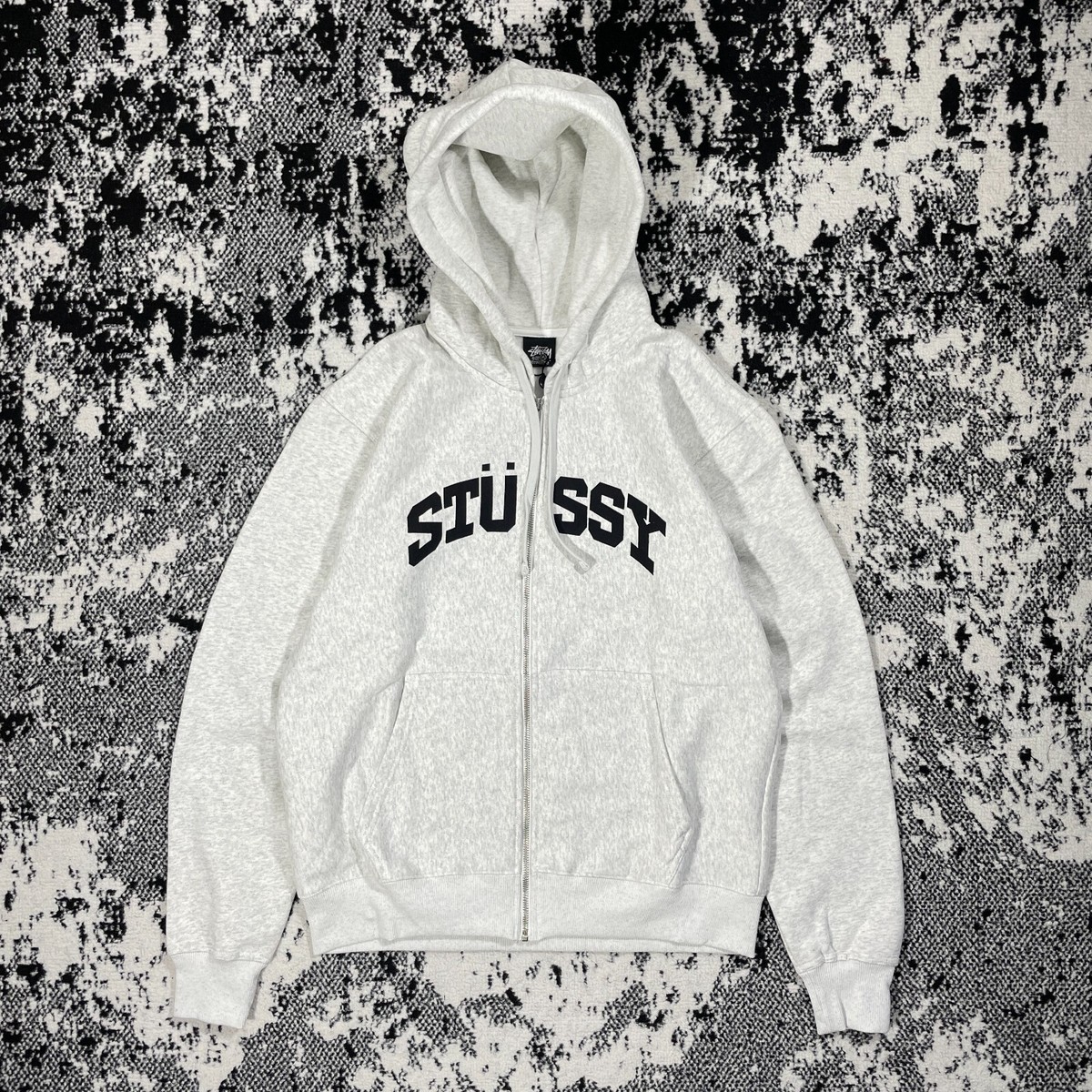 STUSSY BLOCK SPORT ZIP HOODIE ASH HEATHER - LARGE | eBay