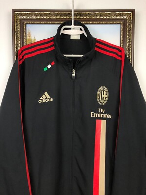 Vintage Adidas AC Milan Football Jacket Soccer Track Top Zip Mens