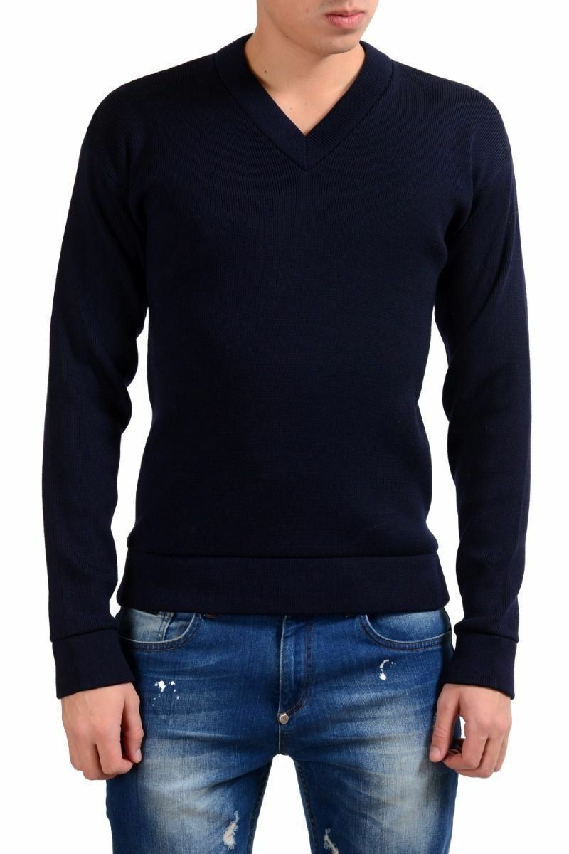 Prada Men's 100% Wool Navy Blue V-Neck Sweater Size Small | eBay