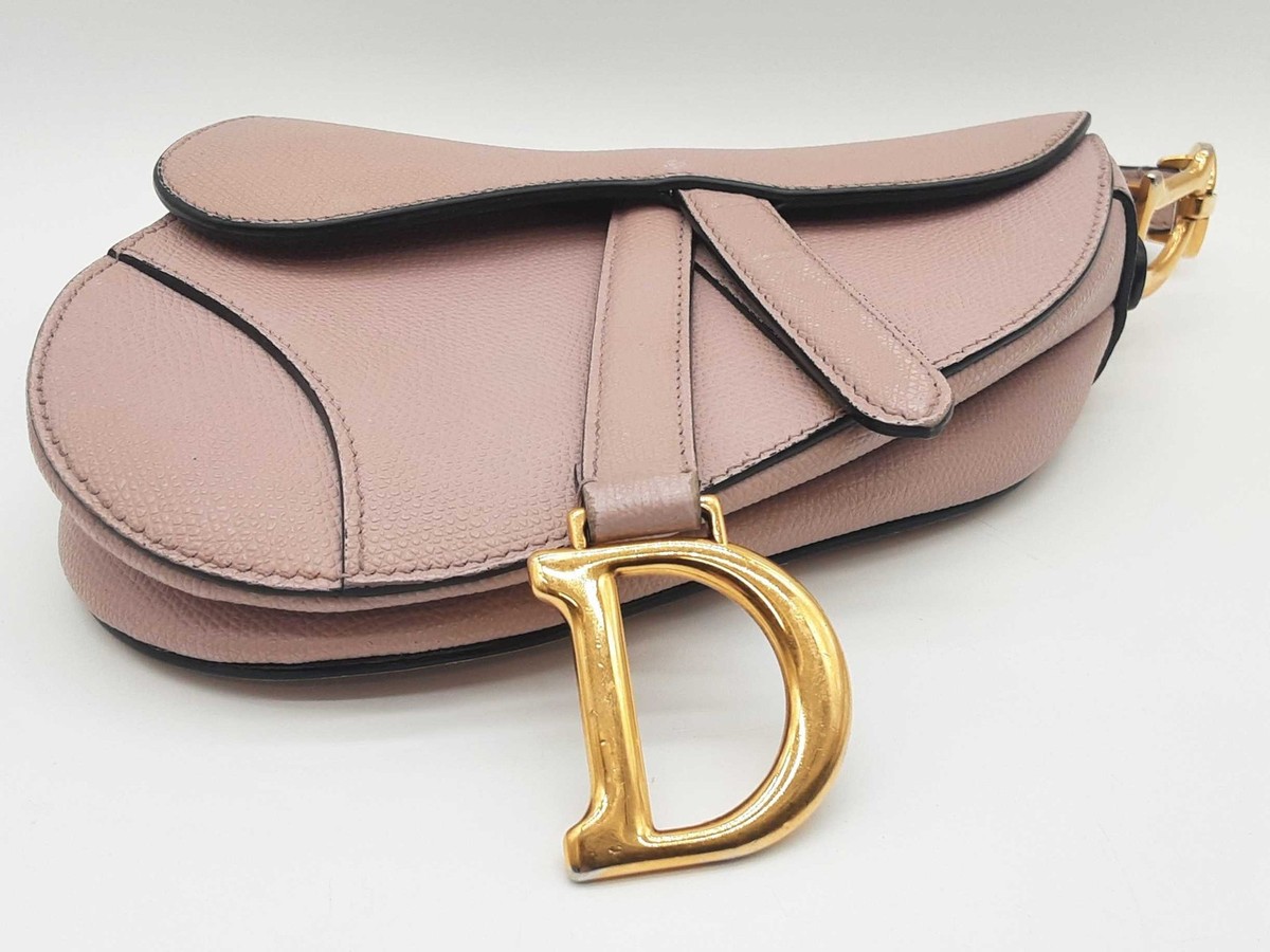 Christian Dior Saddle Blush Pink Grained Leather Handbag