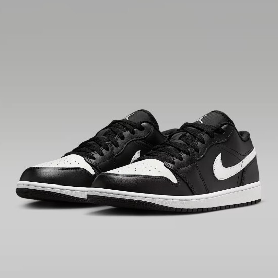 Nike Air Jordan 1 Low Leather Shoes 'Black/White' (553558-043
