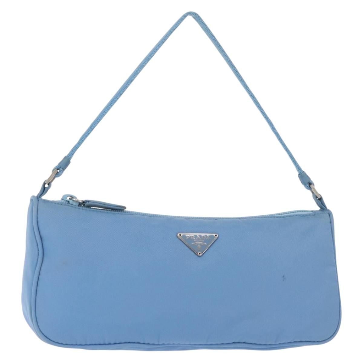 PRADA Accessory Pouch Nylon Light Blue Silver Auth BA6228 | eBay