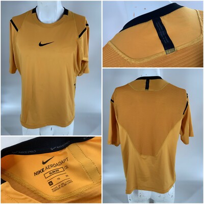 Nike Pro Aeroadapt Slim Fit Training Shirt M Men Yellow SS BV5510