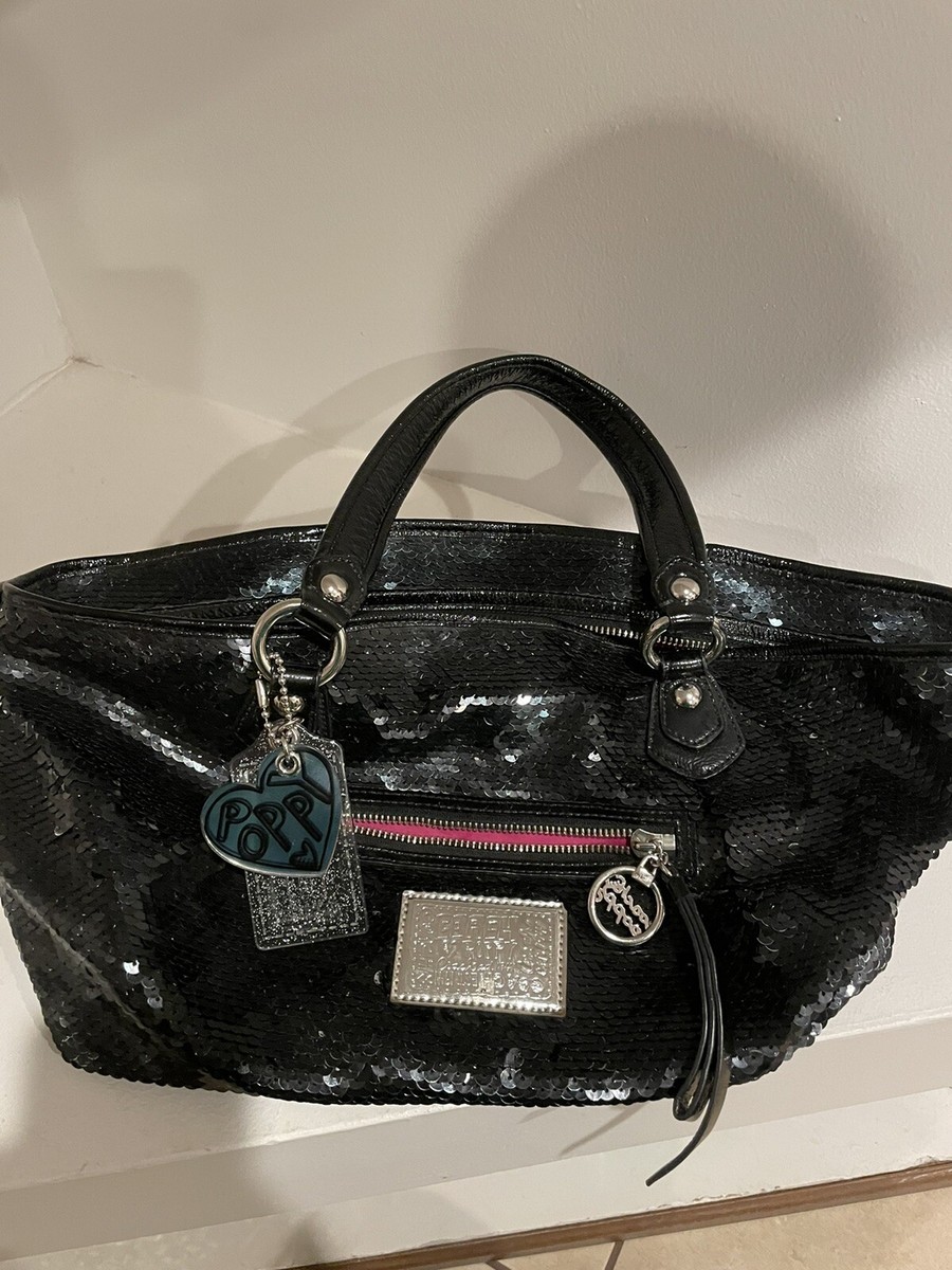 AUTHENTIC COACH POPPY ROCKER SEQUIN SATCHEL BAG PURSE_MIDNIGHT