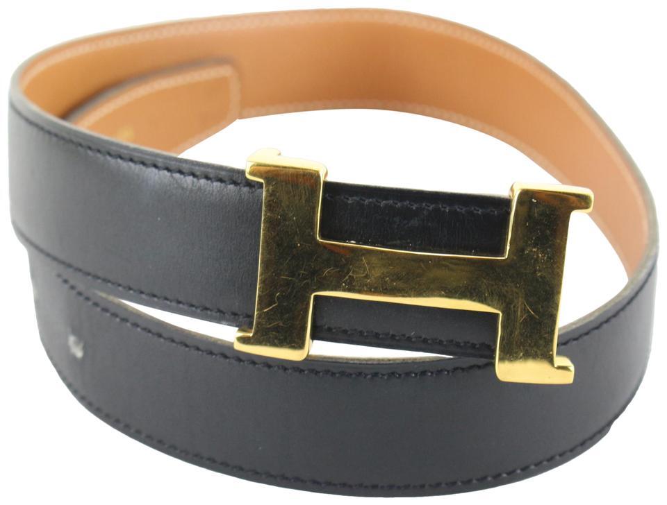 Hermès Reversible Black x Brown x Gold 24mm Constance H Logo Belt