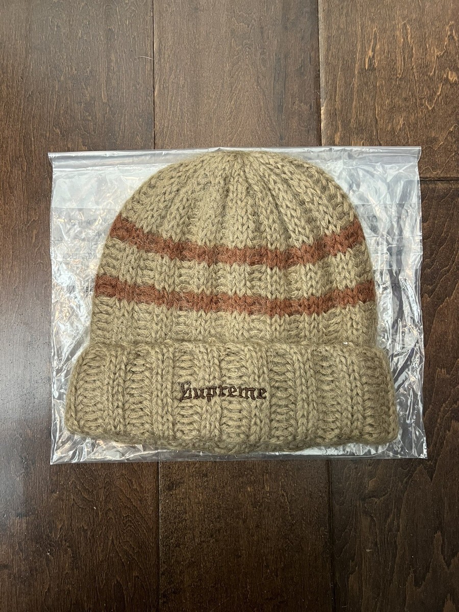 Supreme FW24 Brushed Stripe Mohair Embroidered Beanie Brown One