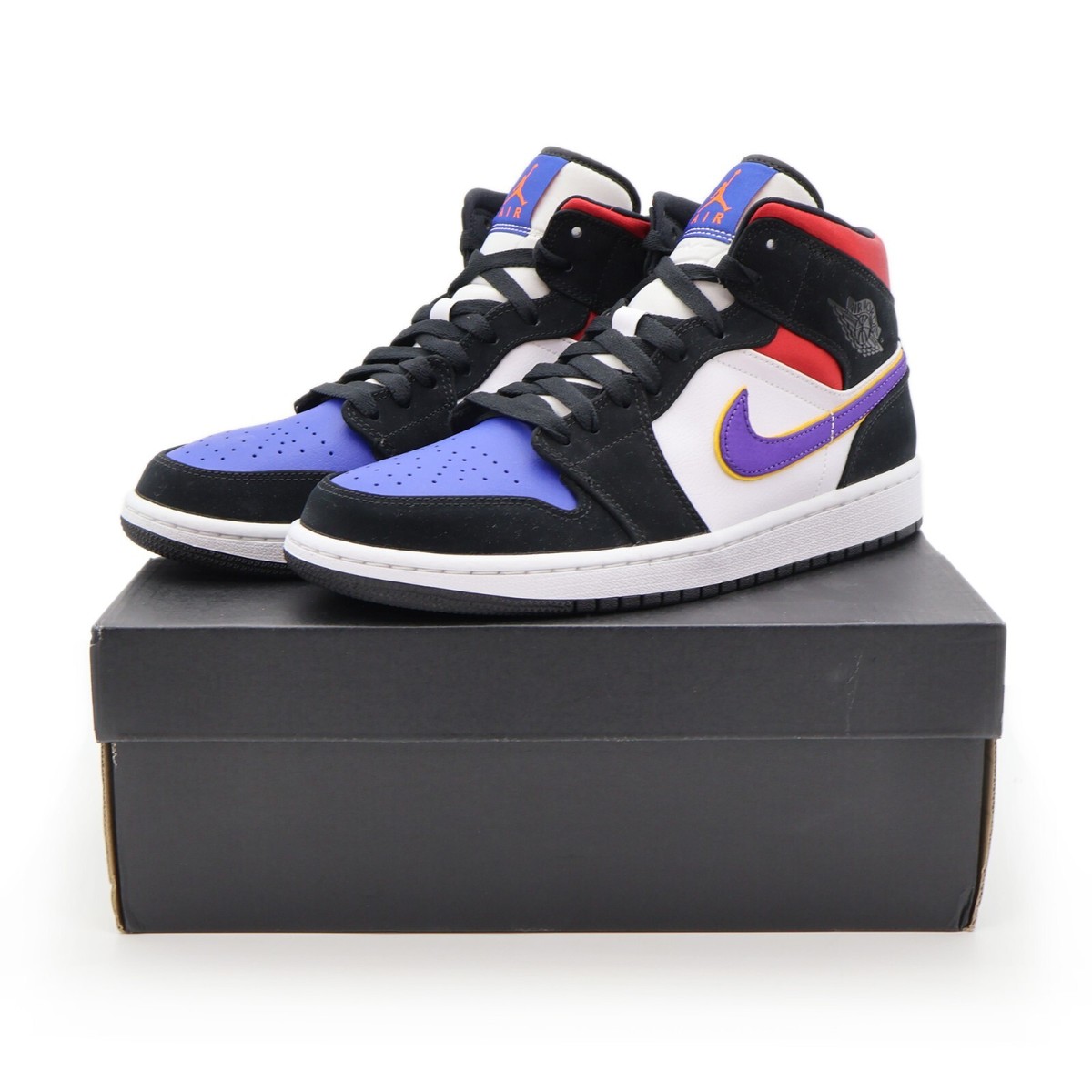 852542-005 Nike Air Jordan 1 Mid Lakers Top 3 Purple White Gym Red