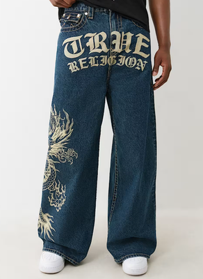 True Religion - MIKEY BIG T BAGGY AF FLAP DRAGON 32IN - Dark Blue