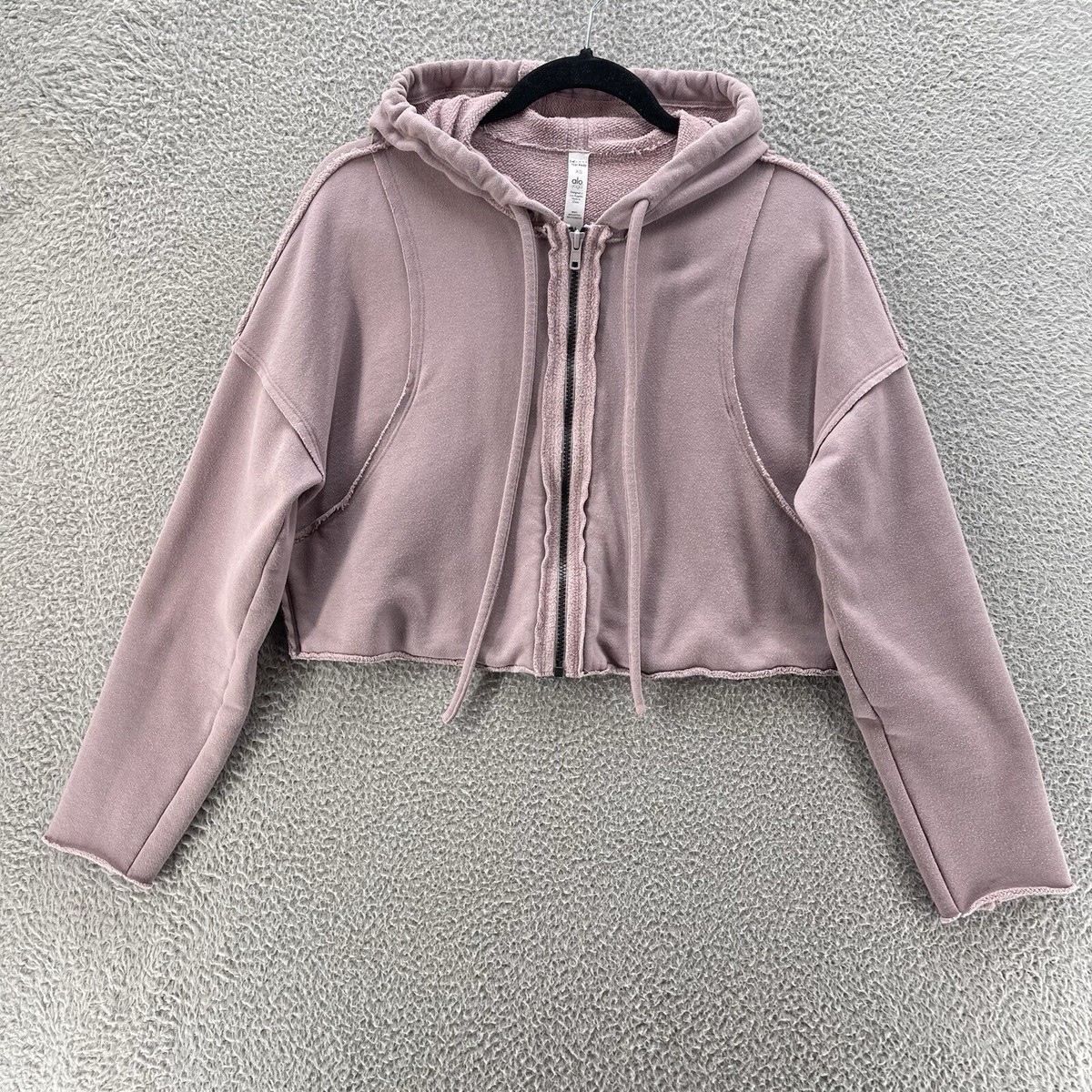 Alo Yoga Cruiser Jacket Women Extra Small Blush Pink Cropped Raw