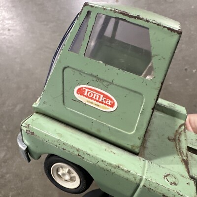 Vintage 1960's Tonka Car Transport Metal Green Car Hauler Truck