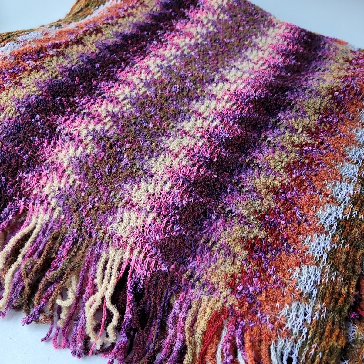 Missoni Scarf Blue Purple Pink Wool Zig Zag Knit Italy NWT 14