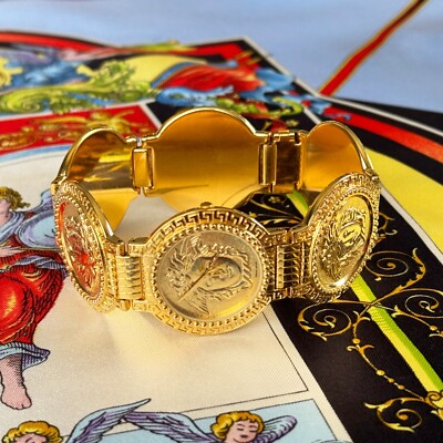 GIANNI VERSACE Gold Plated Medusa Head Bracelet Men's Watch w/ box