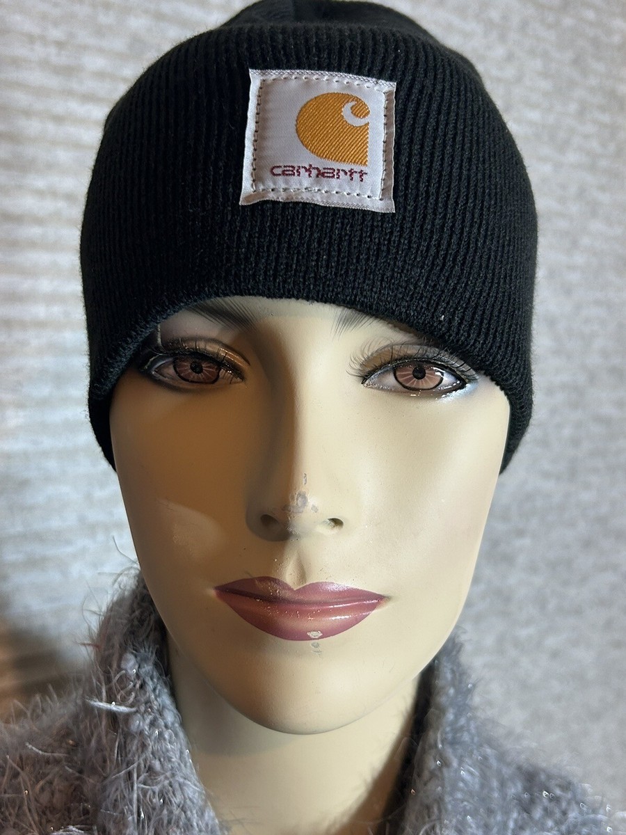 Black Carhartt Acrylic Knit Hat CTA205 traditional beanie with