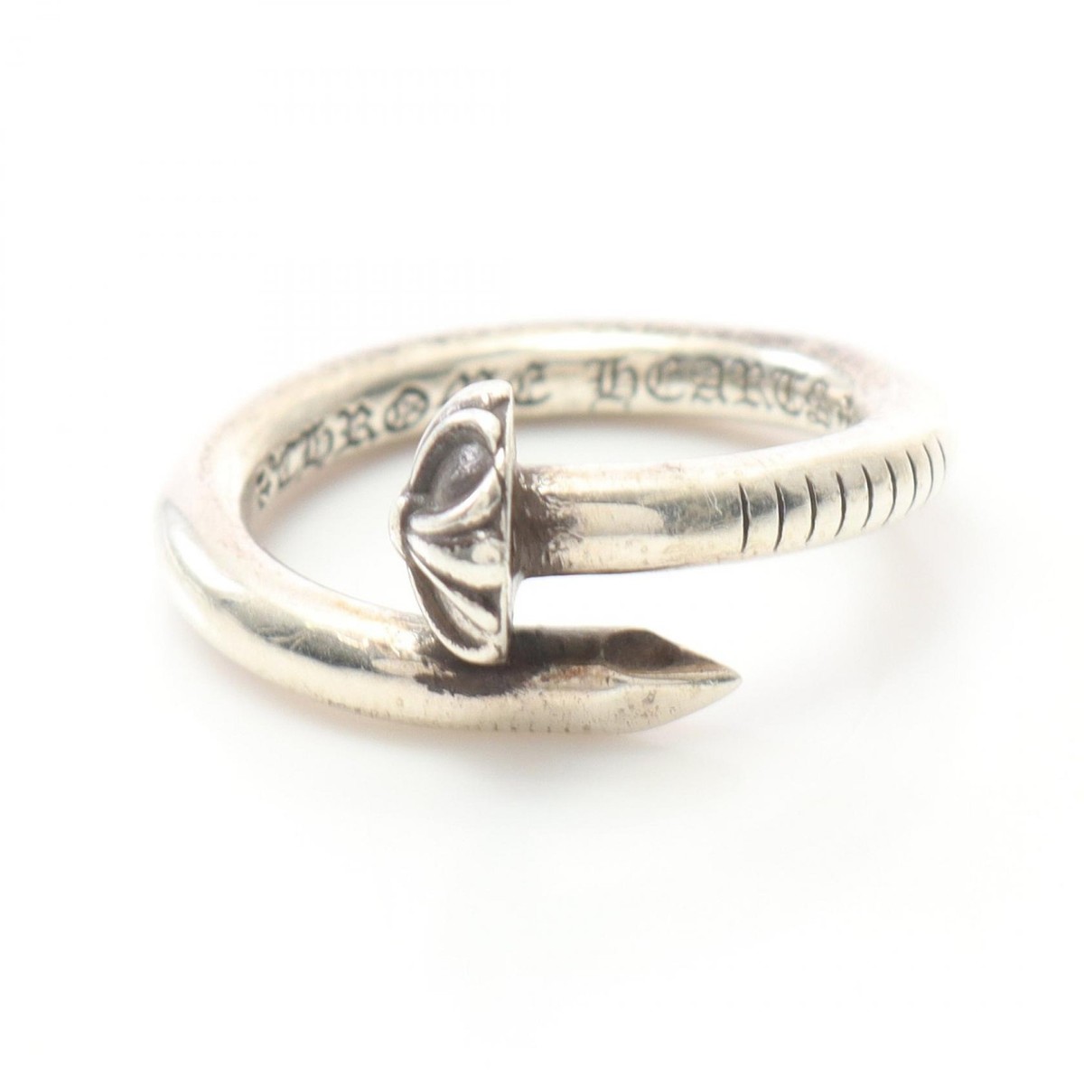 CHROME HEARTS NAIL CRSBALL Ring Silver925 Used mens US size 8.25