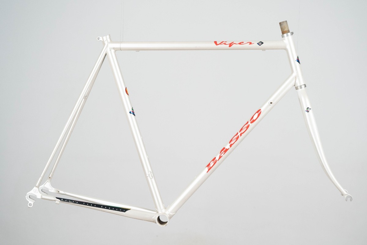 NOS BASSO VIPER STEEL TIG FRAME VINTAGE RACING BICYCLE BIKE WHITE