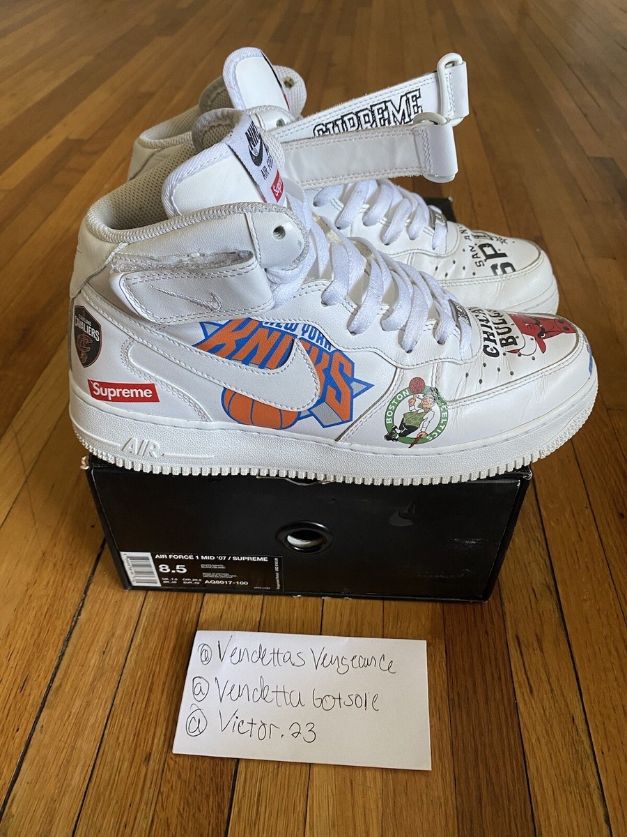 Nike Supreme Air Force 1 Mid NBA Box Logo BOGO AQ8017-100 2018 US8