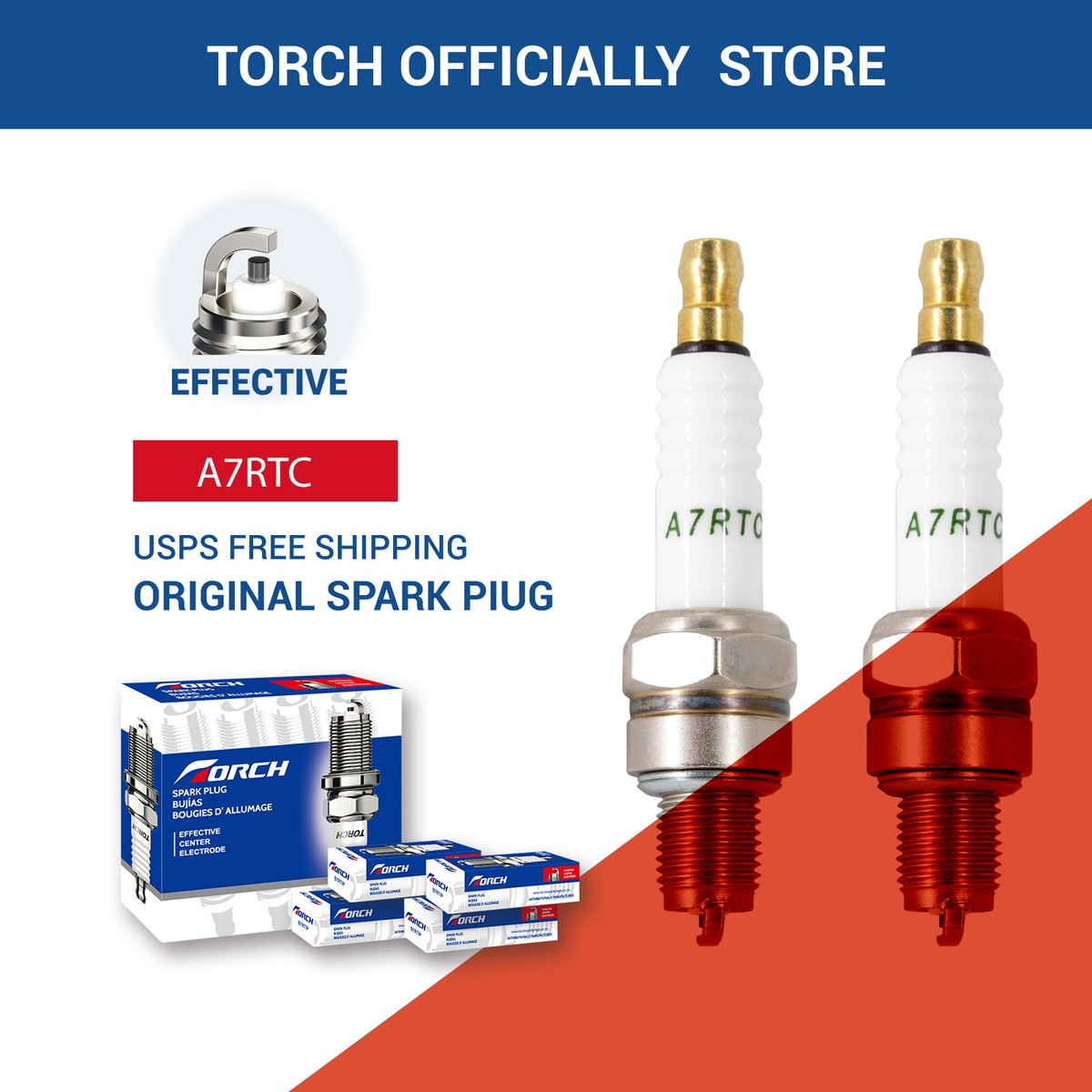 2x TORCH A7RTC Spark Plugs for NGK CR7HSA 4629 C7HSA for Denso