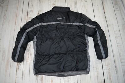 VINTAGE 00's NIKE MENS BLACK DOWN PUFFER JACKET EMBROIDERED RARE
