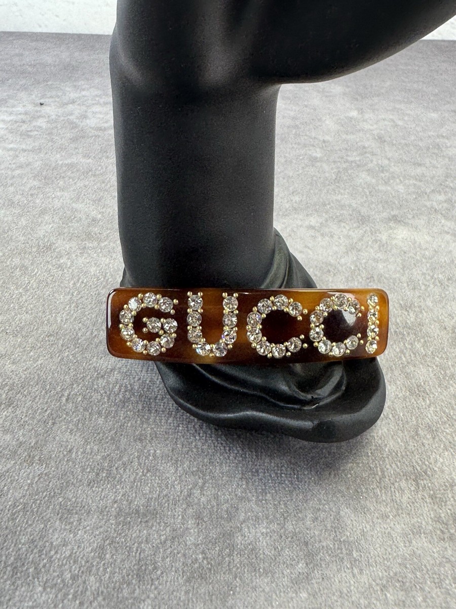 Gucci Resin Tortoise Shell Crystal Hair Clip | eBay
