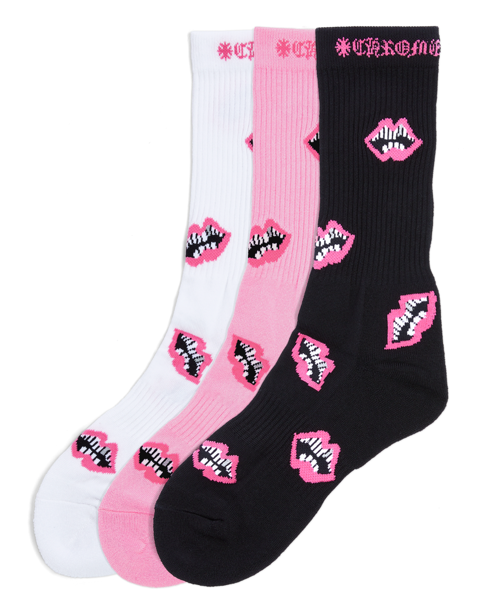 Chrome Hearts Matty Boy Chomper Pink Black White Lips Mouth 3 Pack