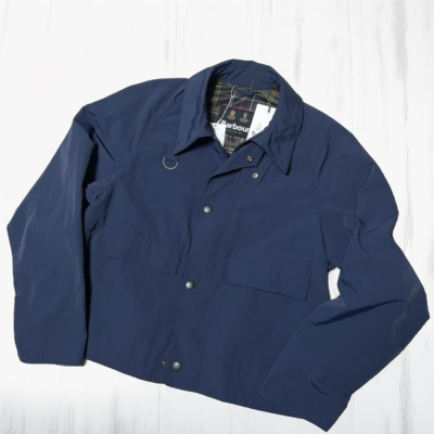 Barbour Spey Jacket Short Blouson Navy Blue Size L Nylon Polyester