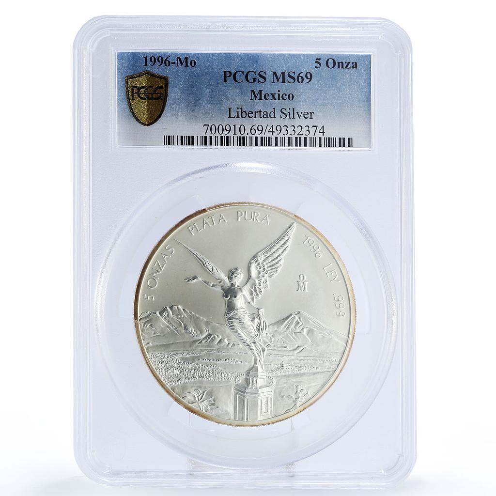Mexico 5 onzas Libertad Angel of Independence MS69 PCGS 5 oz