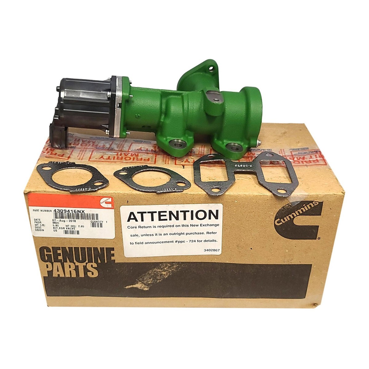 OEM CUMMINS KIT,EXH RCN VALVE 4309416NX, 5473296RX $1114.99 + CORE