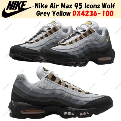 Nike Air Max 95 Icons Wolf Grey Yellow Strike DX4236-100 Men's
