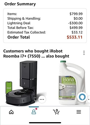 iRobot Roomba i7 Plus (7550), MSRP $899; INCLUDES extra sweeper