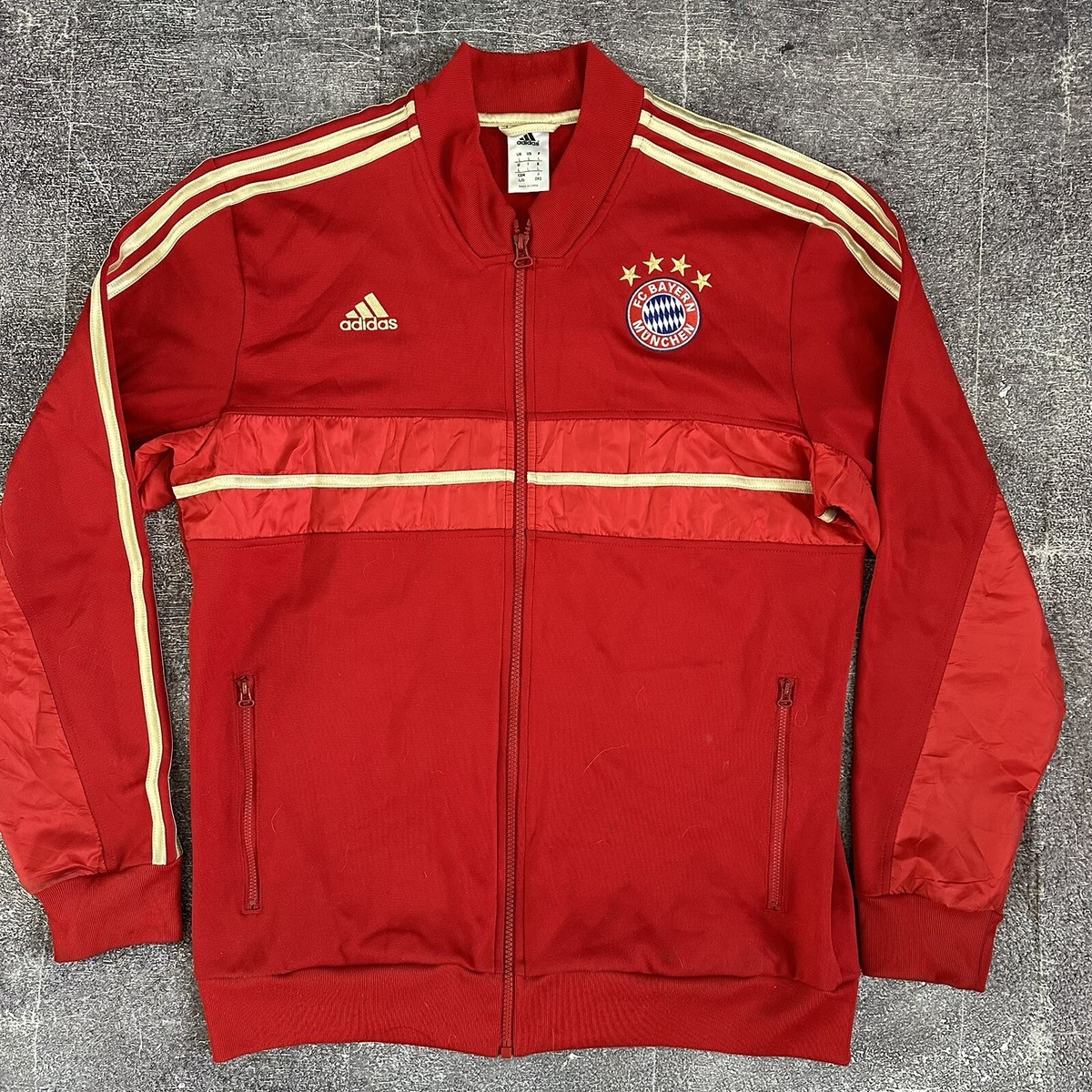 Men's Adidas FC Bayern Munchen Red Gold Warm Up Zip Track Training