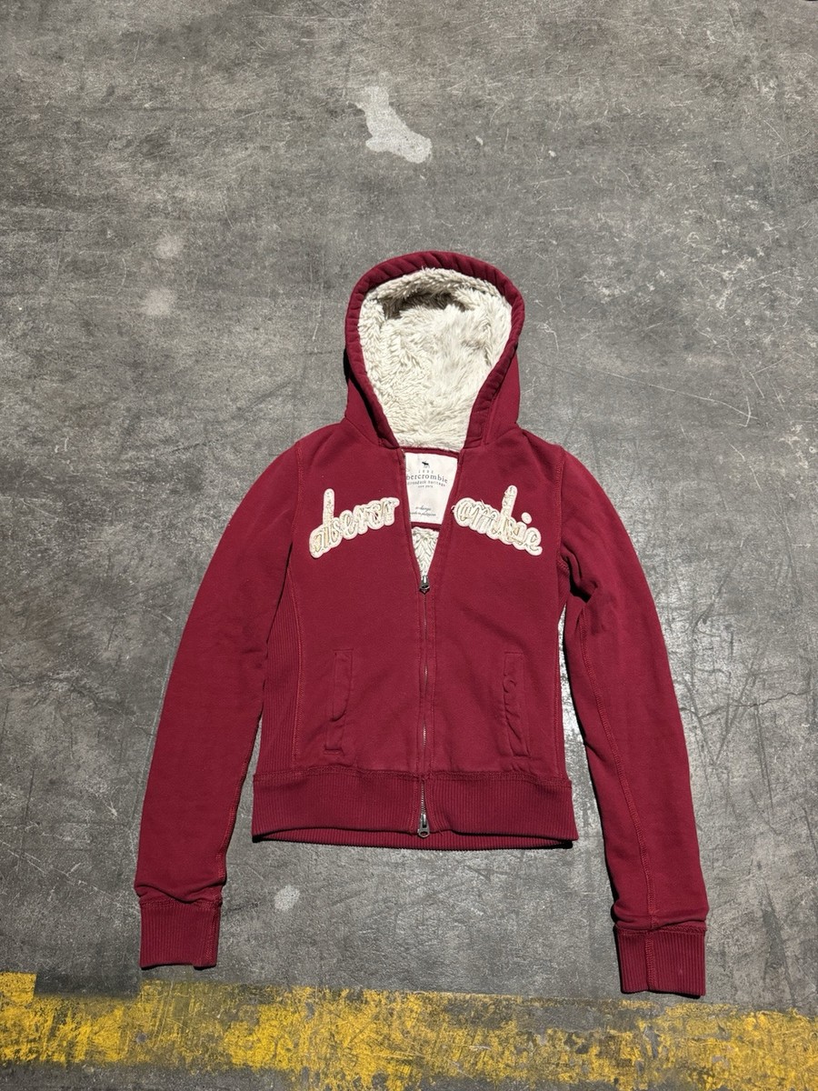 Vintage Y2K Abercrombie Fur Lined Zip Up Hoodie Size Women's XL