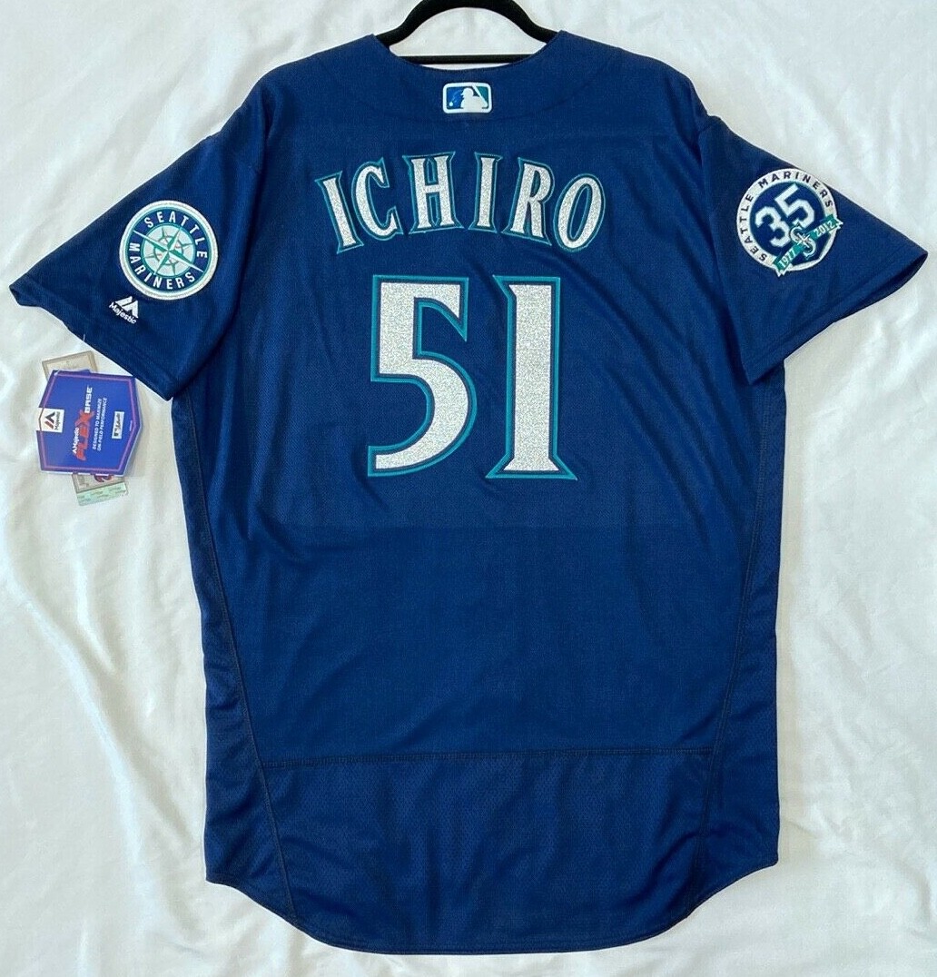 Authentic Majestic 52 2XL, SEATTLE MARINERS BLUE FLEX BASE ICHIRO