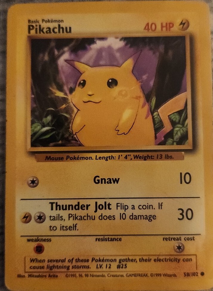 Pikachu 1999 Pokemon Game #58 1st Edition (Yellow Cheeks) Price