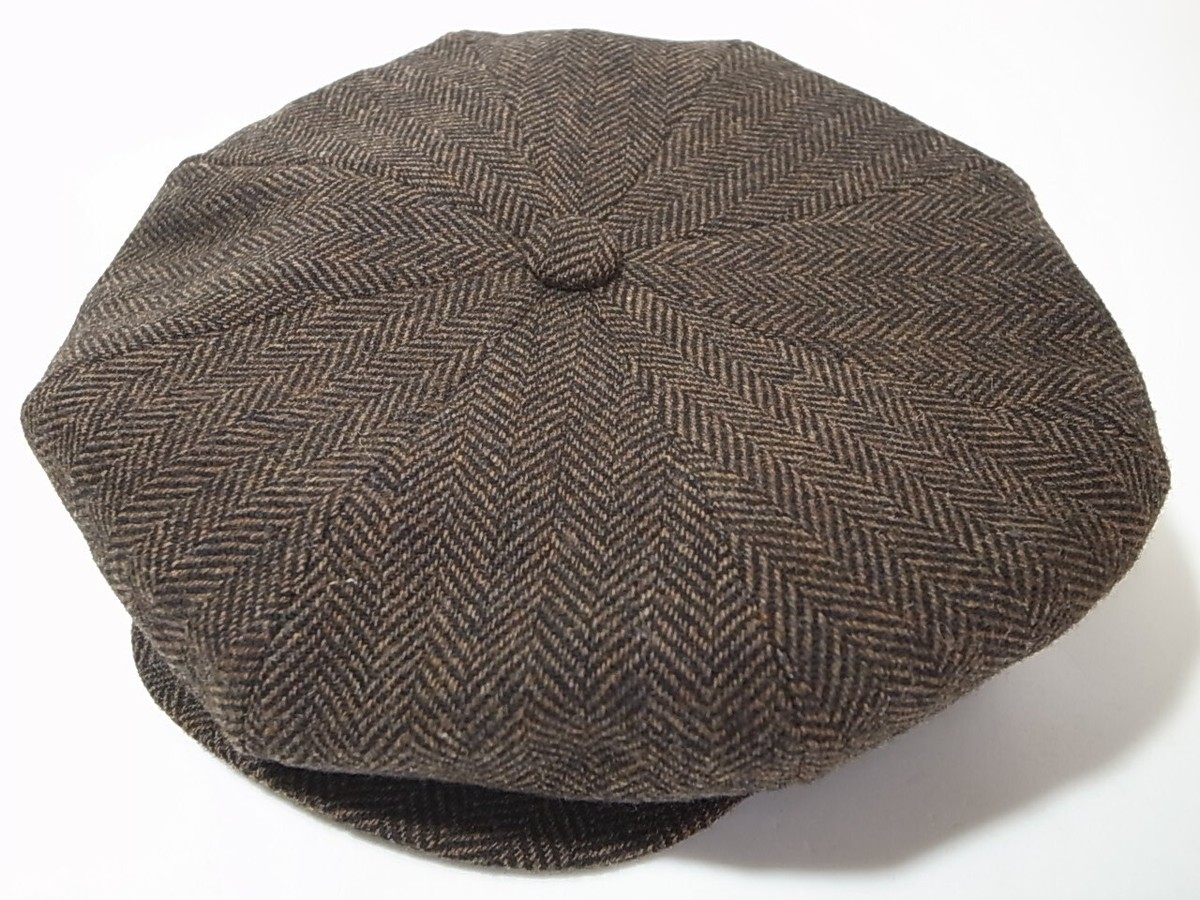 New York Hat Co Herringbone Newsboy Cap Brown size XL Made in USA