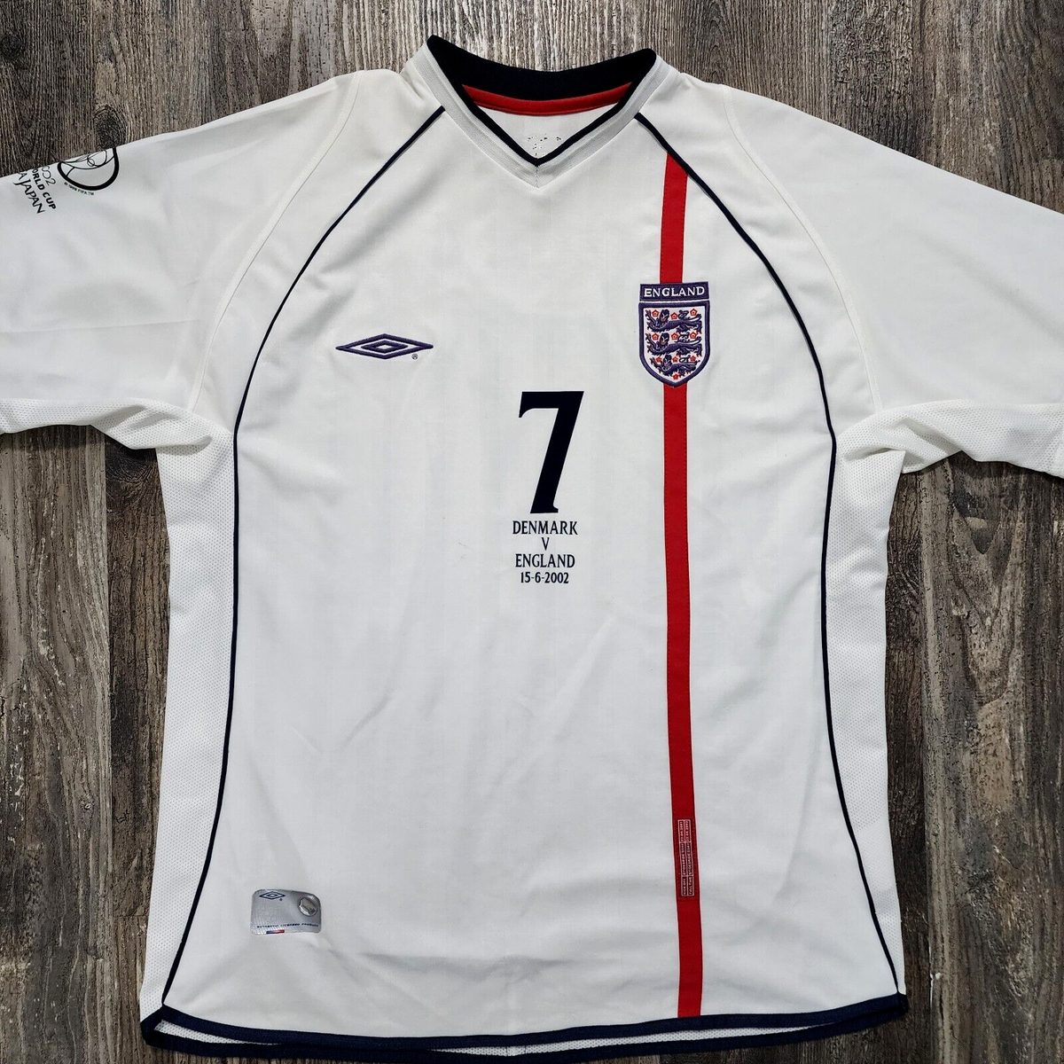 2002 Umbro England Home Soccer Jersey David Beckham Men XL World
