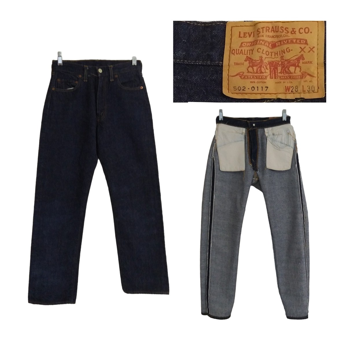 New? Vintage Levis 1960s BIG E Dark Blue Denim Jeans 502-0117