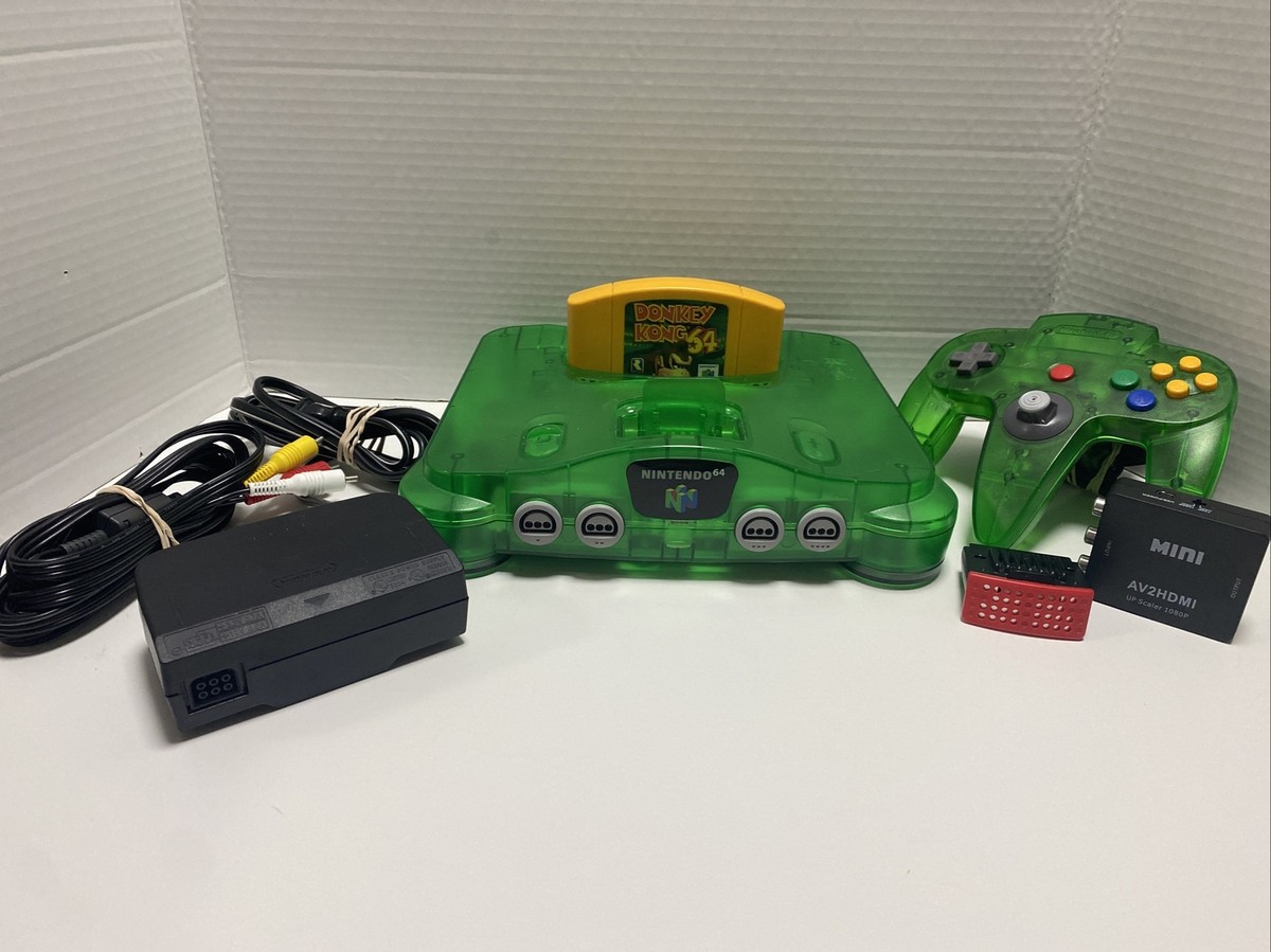 Nintendo 64 N64 Region Free Jungle Green Console Donkey Kong 64