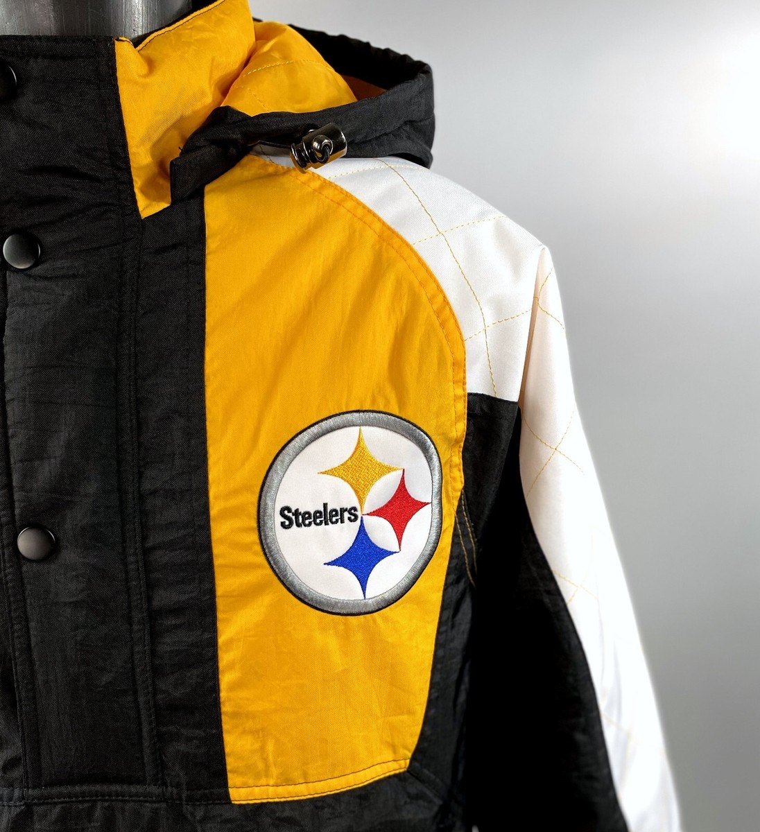 PITTSBURGH STEELERS Starter Hooded Half Zip Pullover Jacket BLACK