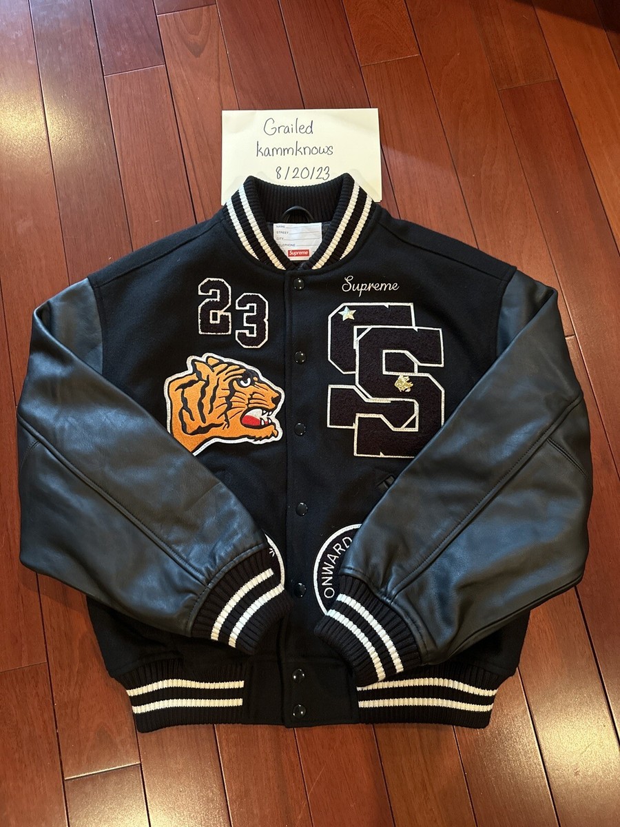 Supreme Tiger Varsity Jacket Black Size Small FW23 IN HAND READY