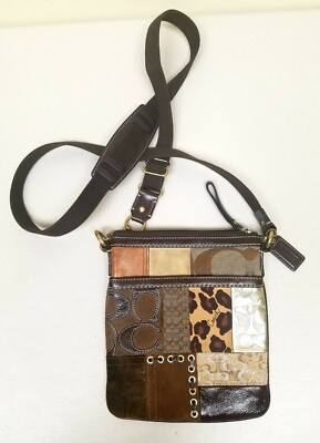 COACH Patchwork Animal Print Messenger CrossBody Swing Pack