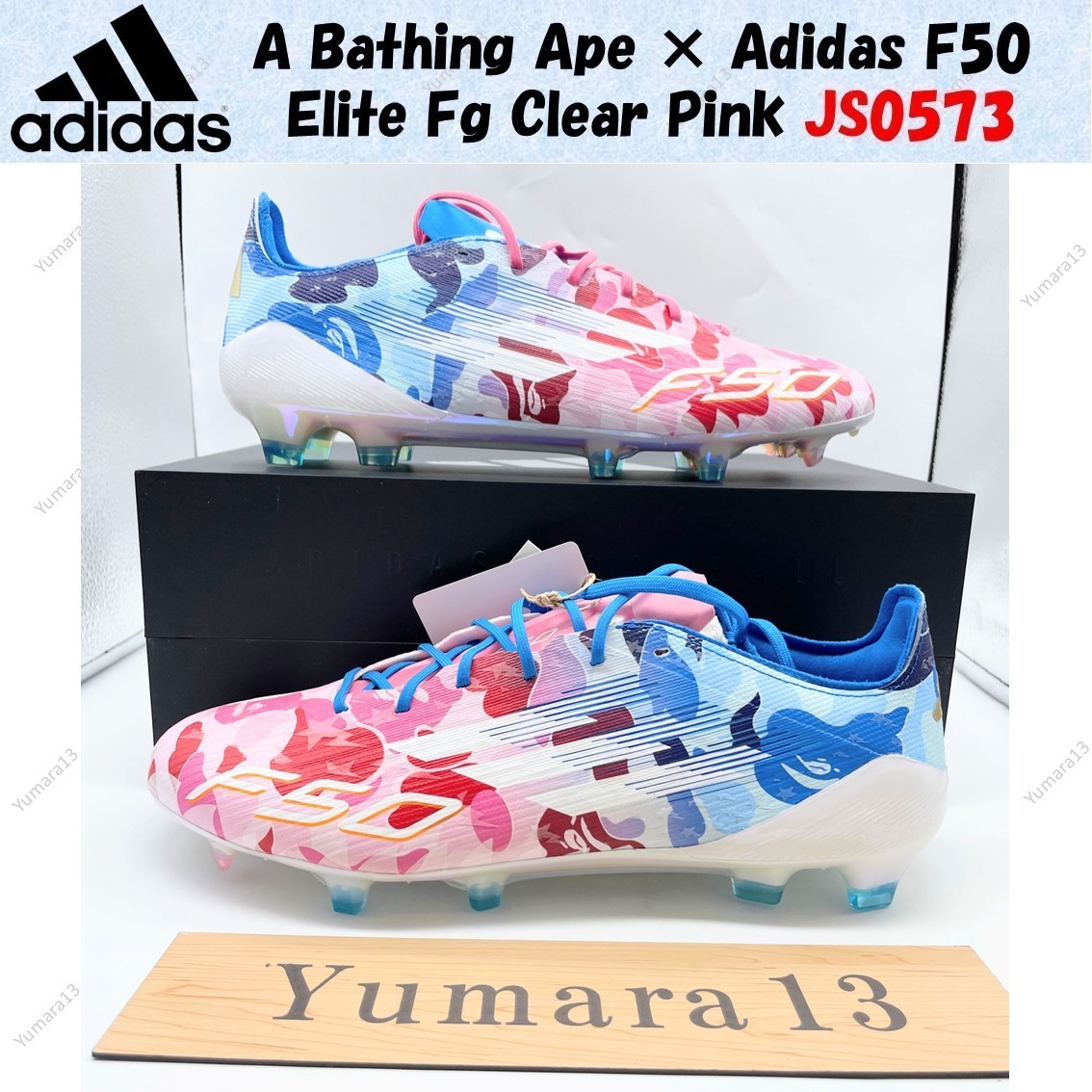 A Bathing Ape × Adidas F50 Elite Fg Clear Pink JS0573 Men's Size
