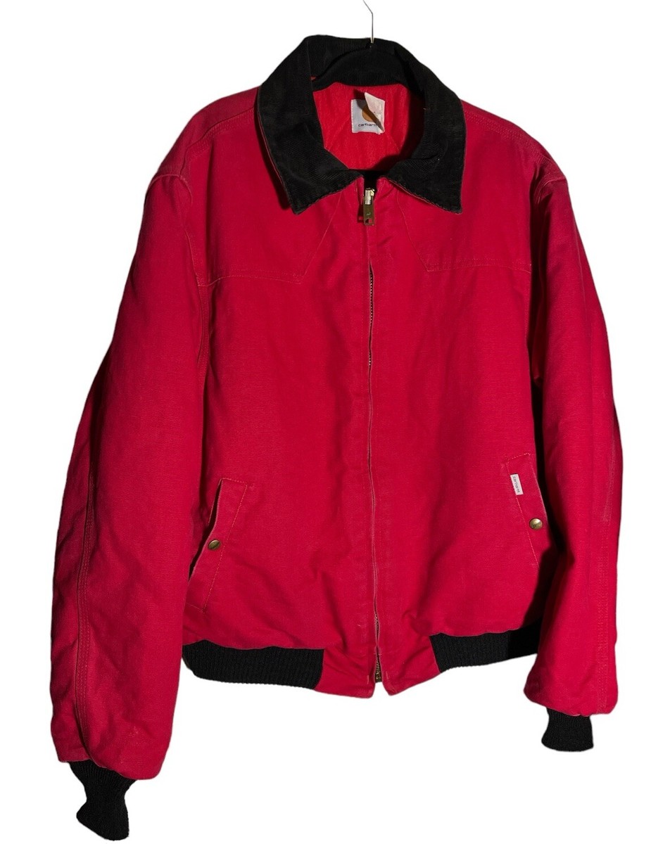 Vintage Carhartt Santa Fe Jacket Quilt Lined USA JQ160 Red Mens