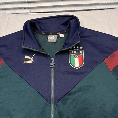 Italy Soccer Track Jacket Mens Medium Green Navy Gold Puma FIGC