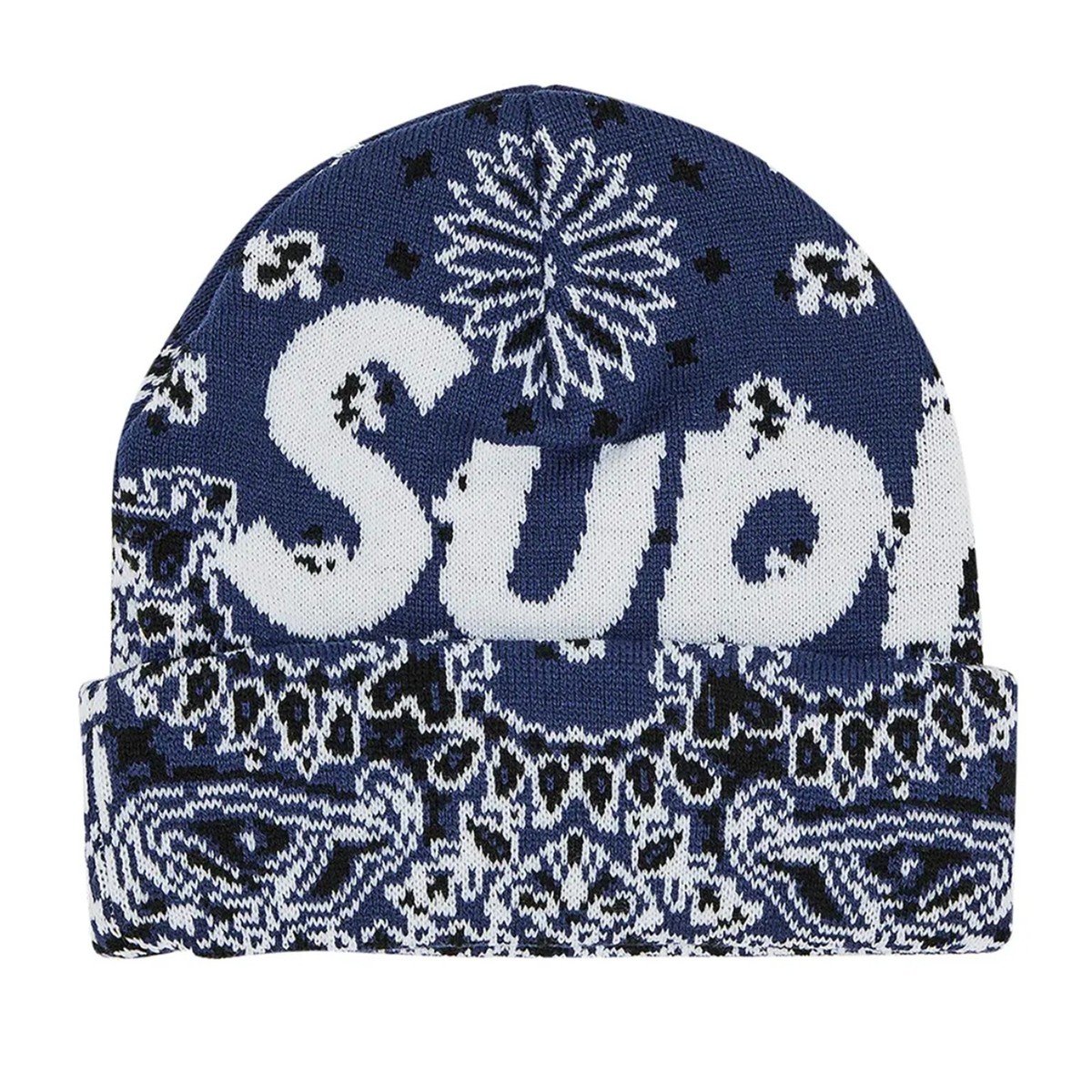 Supreme FW24 Bandana Big Logo Beanie Navy | eBay
