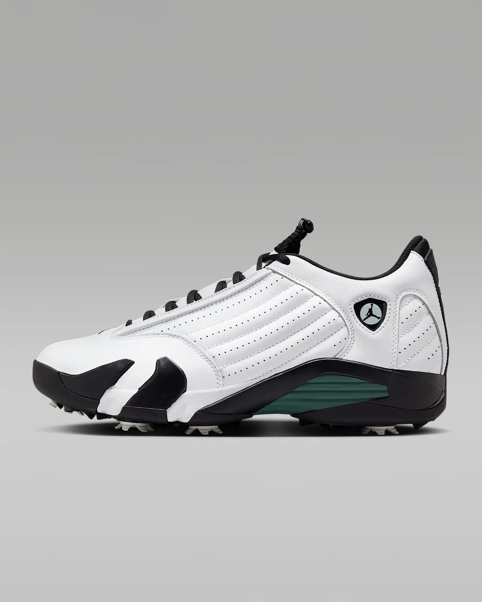 New Nike Air Jordan 14 Golf Shoes - White/ Oxidized Green (HJ7710