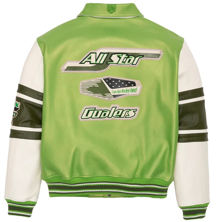 NEW Men's Avirex Stars & Stripe Lime Green Bomber Leather Jacket