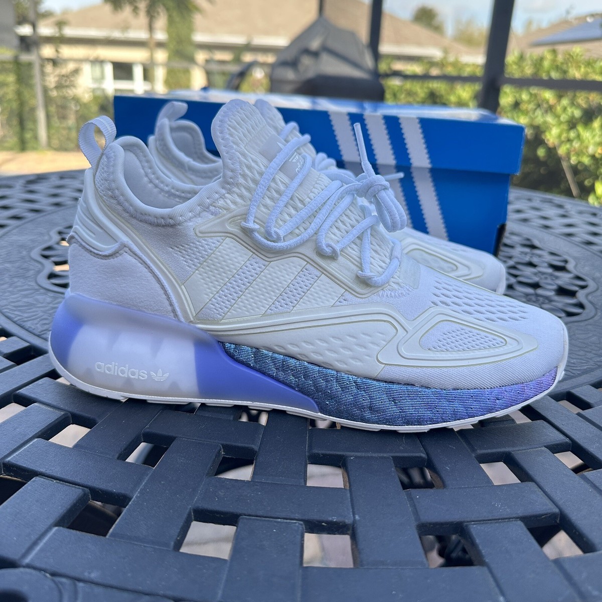 Adidas ZX 2K Boost White Boost Blue Violet Men's Athletic Shoes