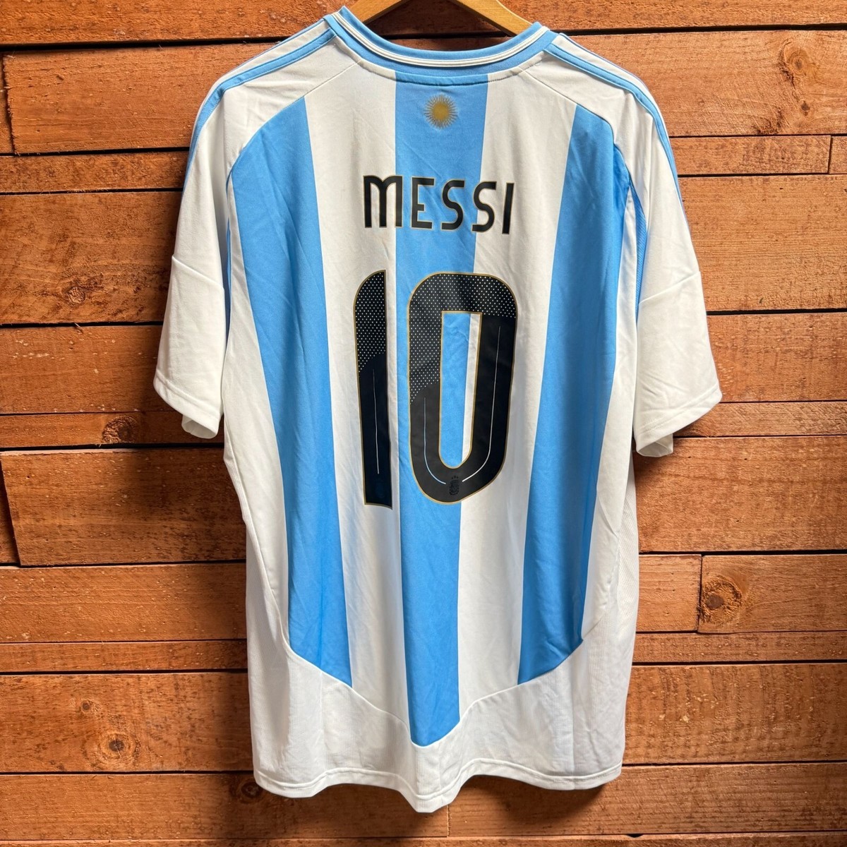 Adidas Argentina Soccer Jersey Mens 2XL Striped Messi #10 World